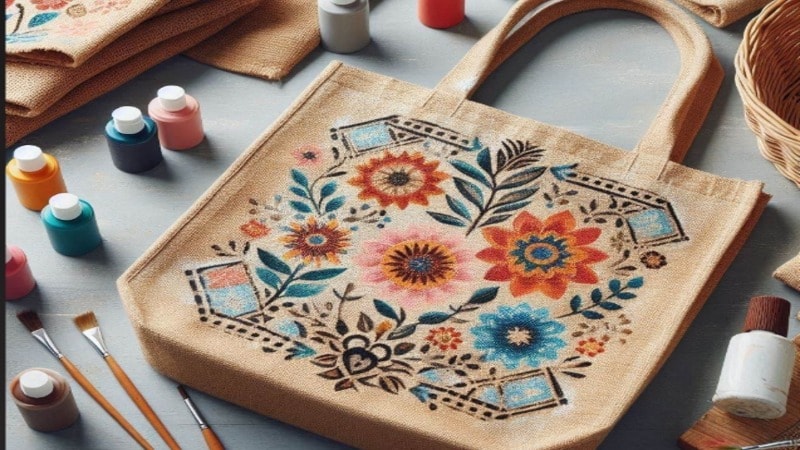painting burlap tote