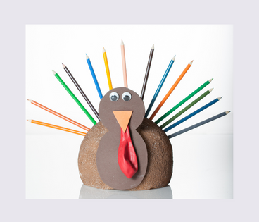 Thanksgiving crafts, colored pencils, construction paper, balloon, potato, turkey