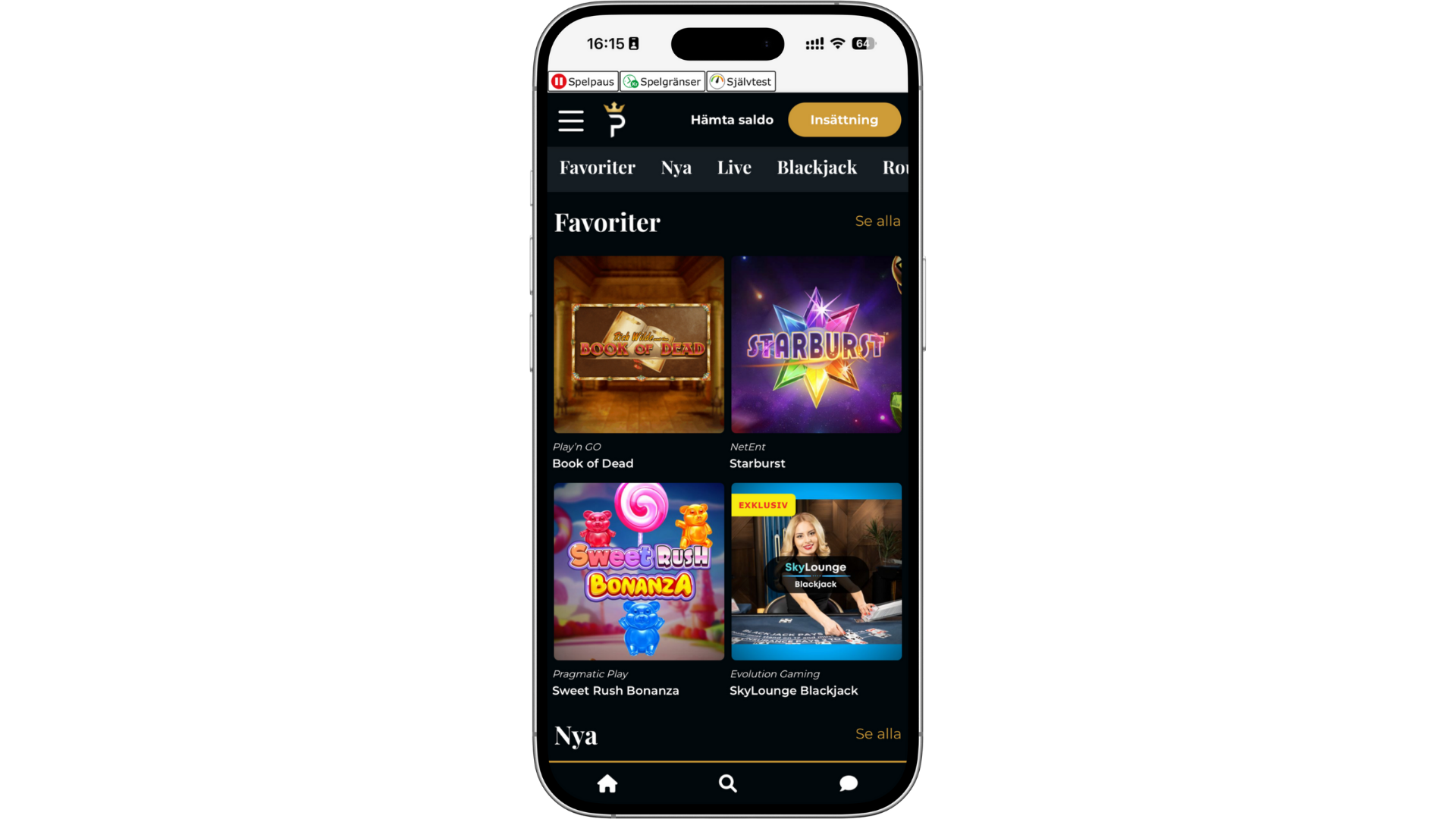 Premier Live Casino i mobilen