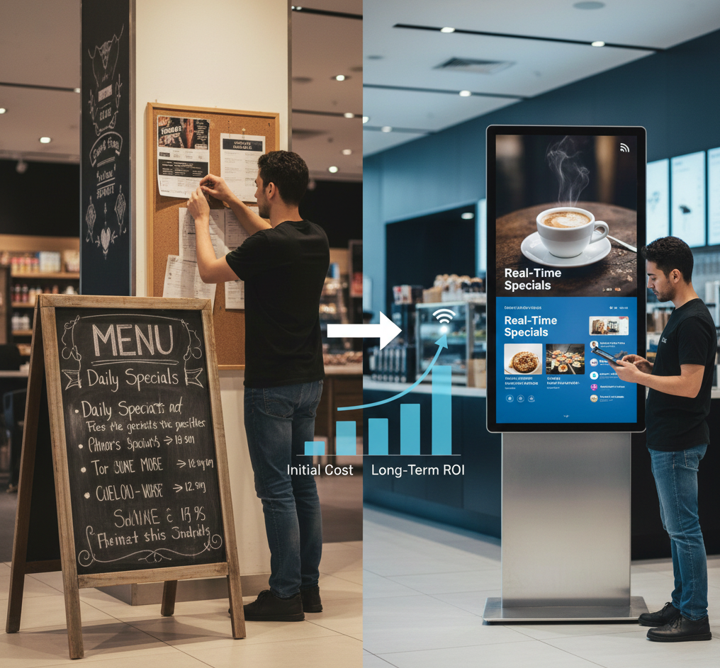 How to Choose the Right Types of Signage Material? 6 choose digital signage instead of traditional sign board materials