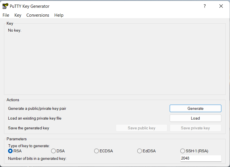 PuTTY Key generator