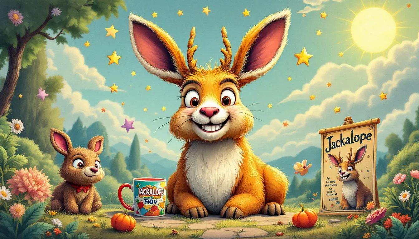 Various pop culture references featuring the jackalope, including merchandise and art.