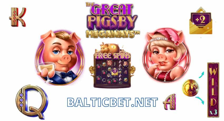 Символы в игровом автомате The Great Pigsby Megaways на фото.