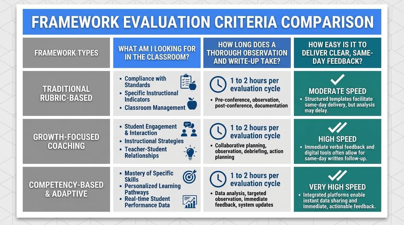 How to Compare Teacher Evaluation Frameworks as an Observer
