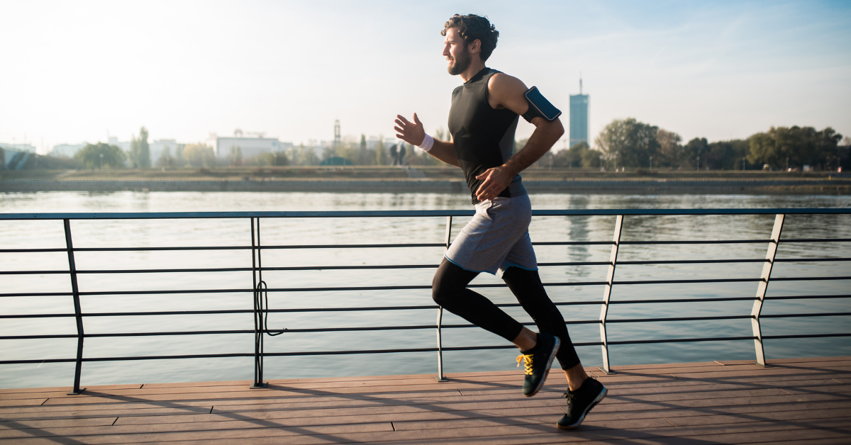 A person running with improved blood circulation after undergoing an ice bath routine.