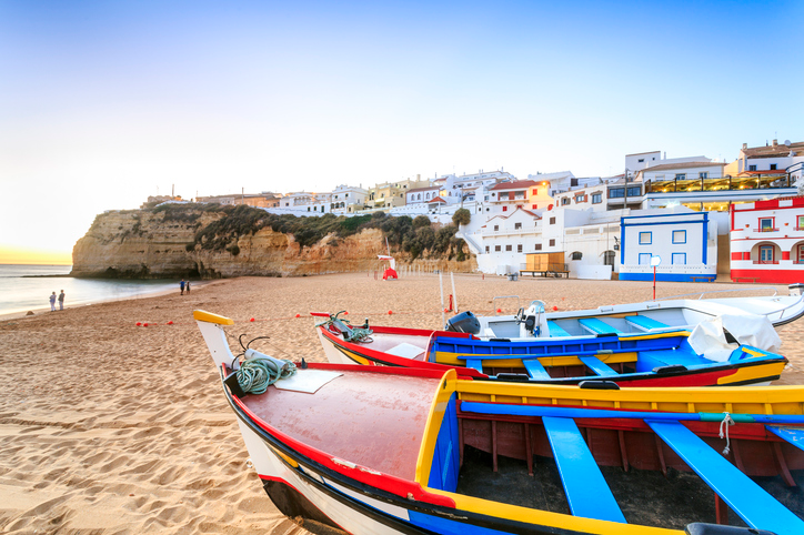 Beach in Carvoeiro, Algarve, Portugal. 