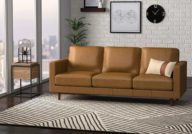 Rivet Revolve Modern Leather Sofa Couch