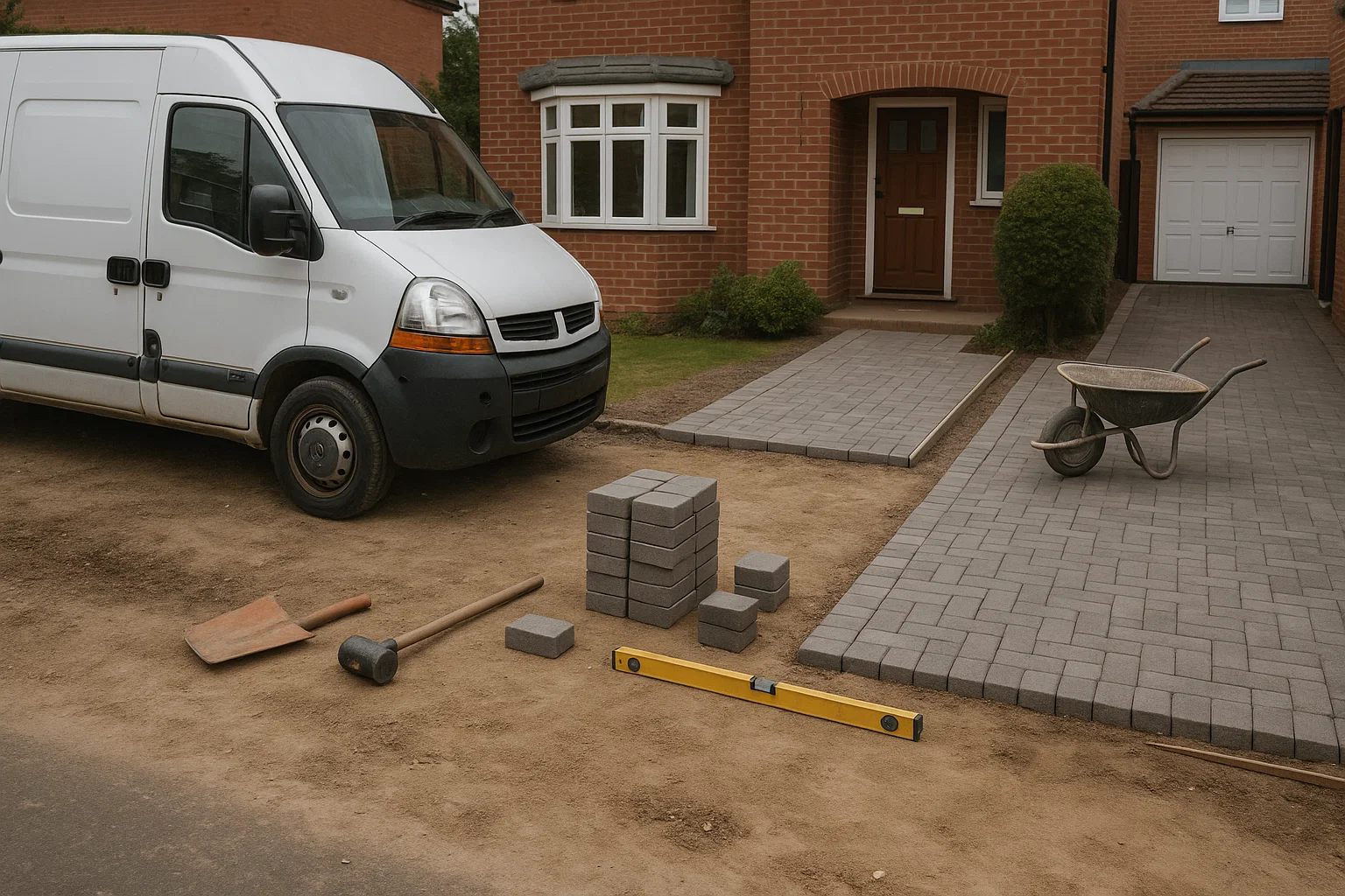Mak D van on-site during a driveway and groundwork project.