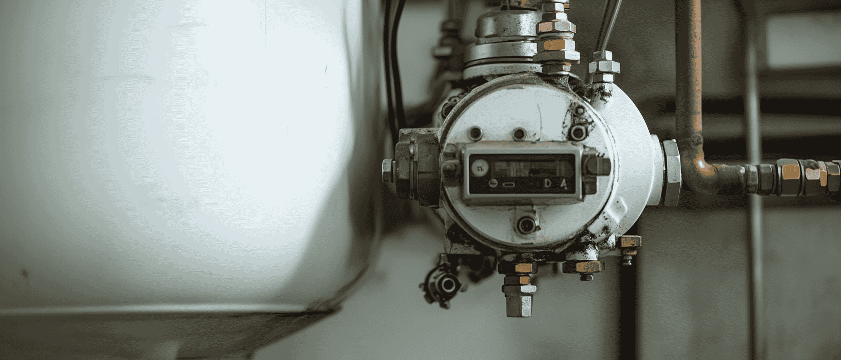 A drawing illustrating a gas valve and gas meter, representing gas supply problems.