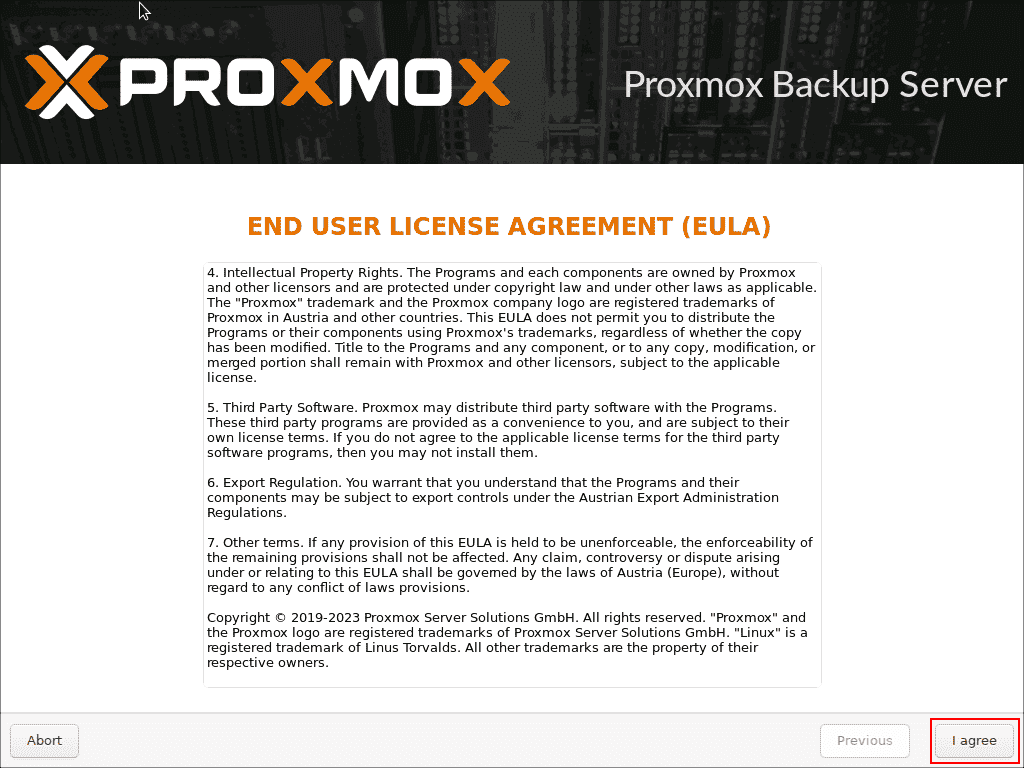 Agree to the End user license agreement (EULA)