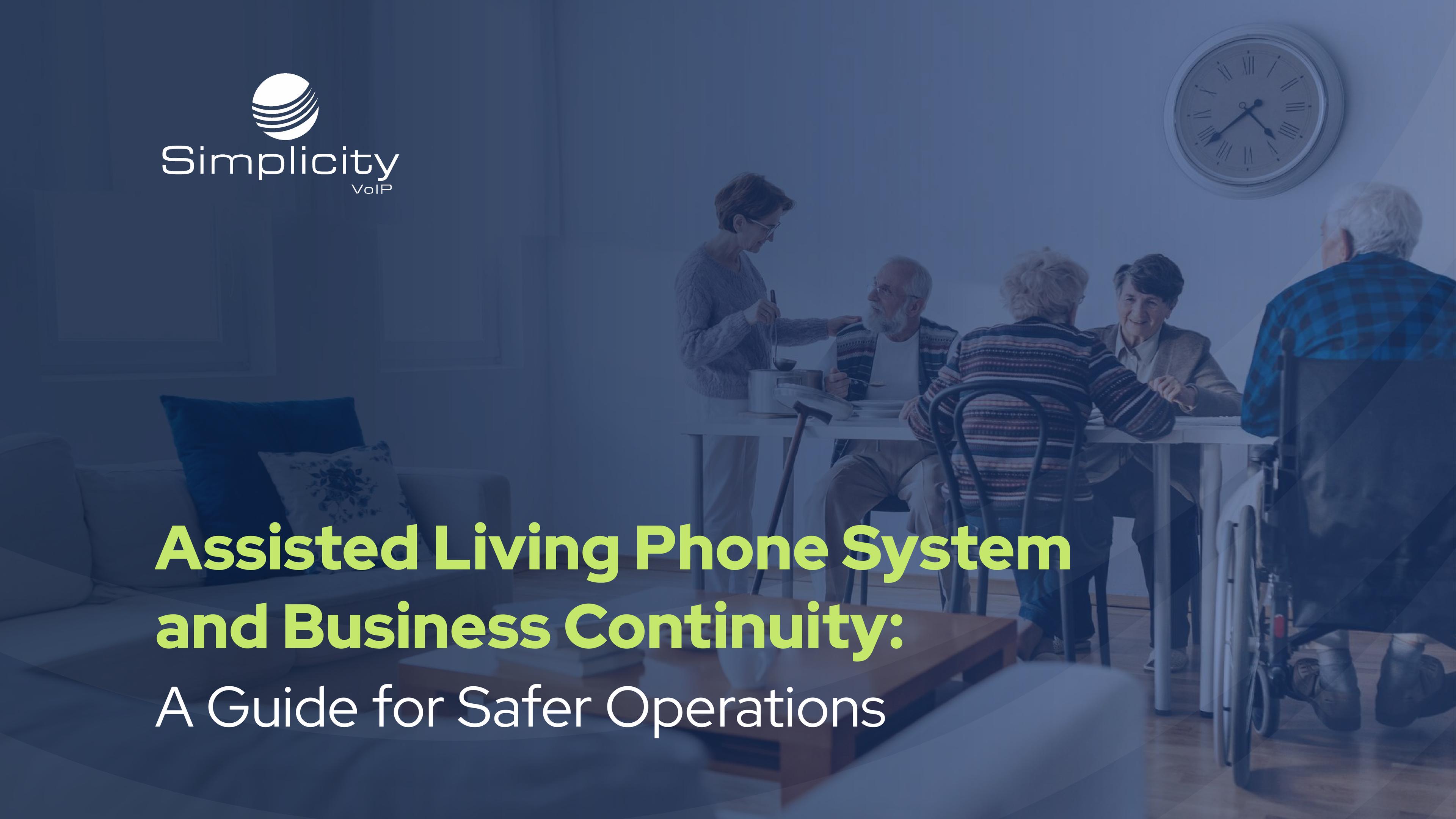 Caregiver talking with senior residents at a table, highlighting the importance of a reliable assisted living phone system for business continuity.