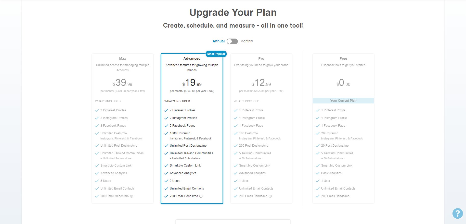 smart.bio pricing page