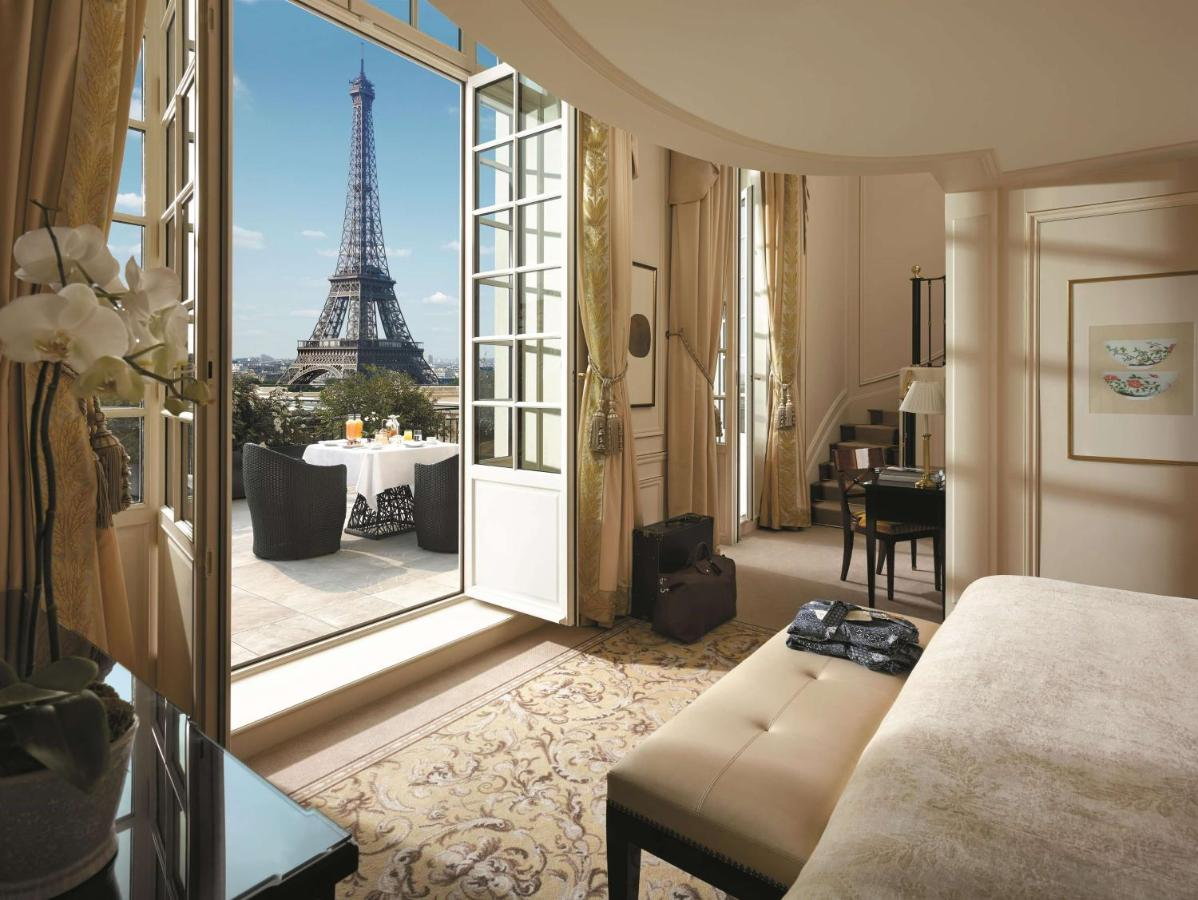 luxury hotel with eiffel tower view