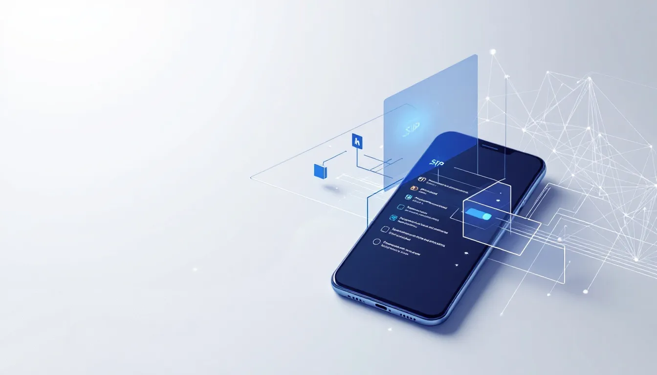 Une illustration d'une ligne SIP avec un téléphone IP en arrière-plan.