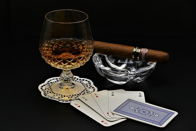 cognac, poker, cigar