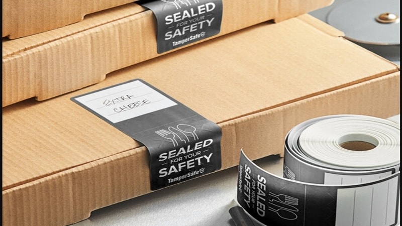tamper-evident label on packaging box
