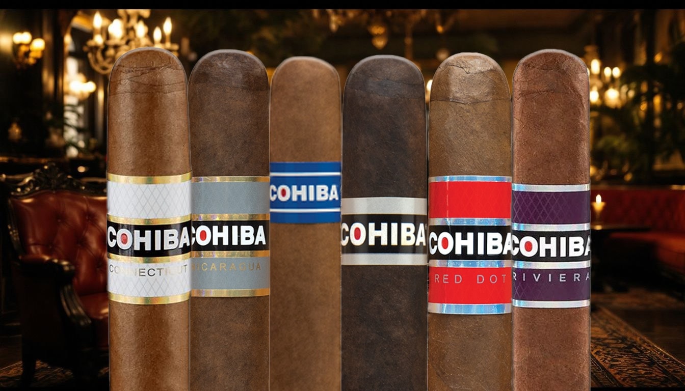 A selection of Cohiba cigars displayed elegantly, showcasing their unique packaging and quality.