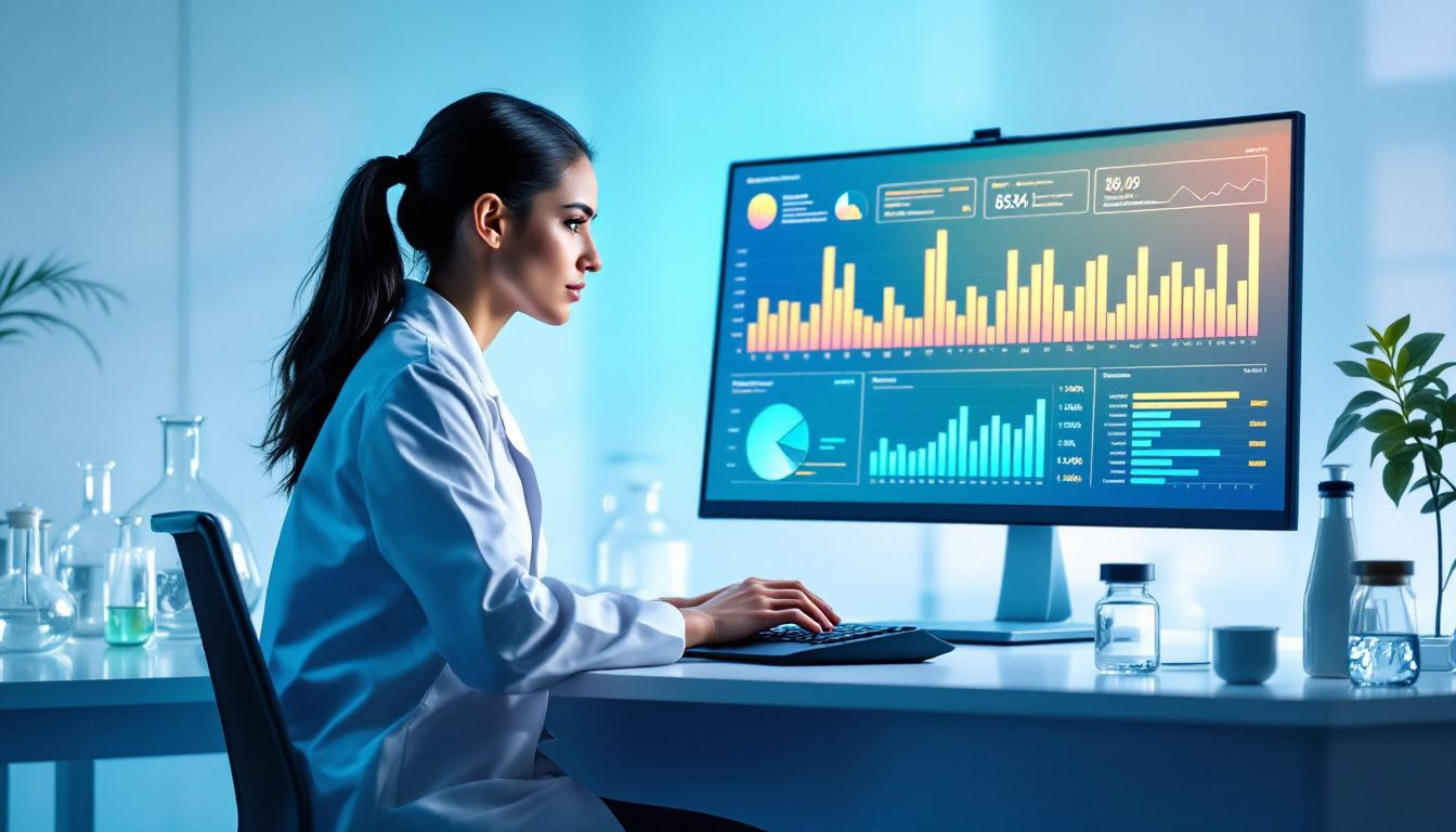 A person analyzing water test results for quality assessment.