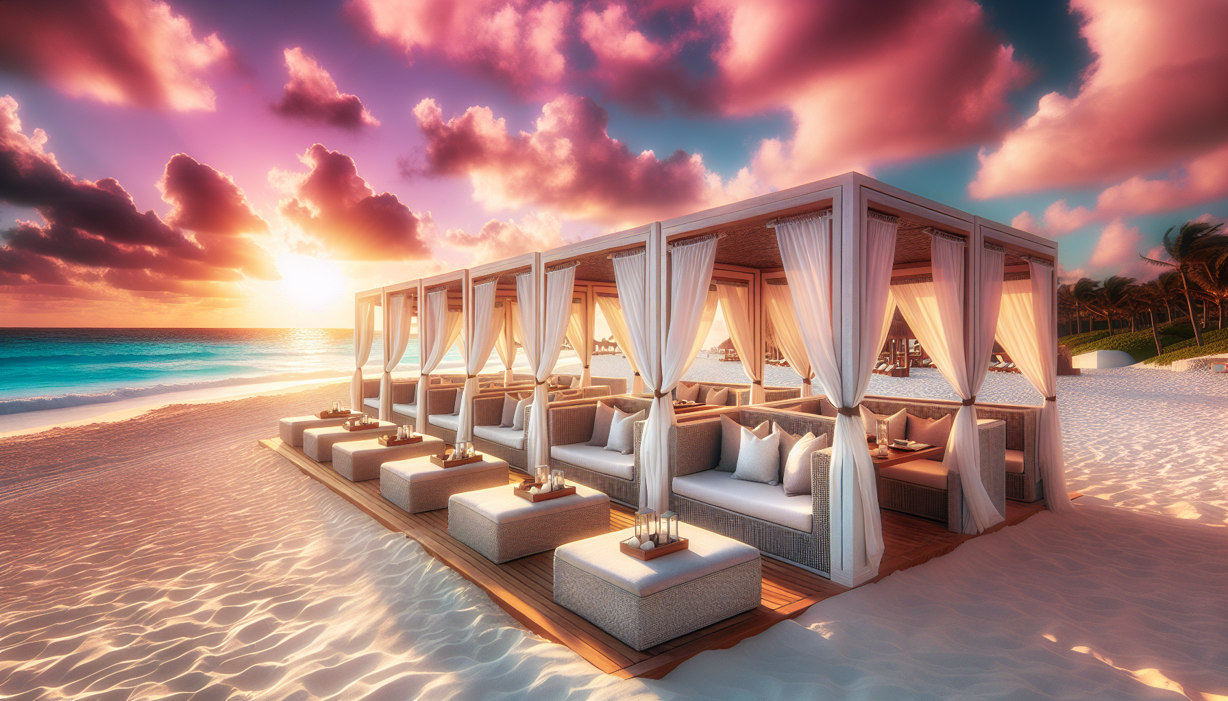 Luxurious beachfront cabanas at Ocean Manor