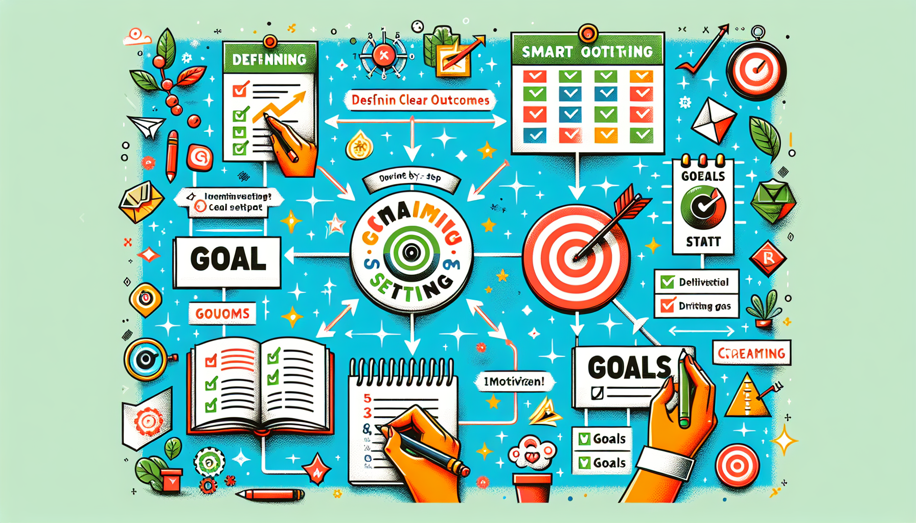 An illustration of the steps involved in effective goal setting.