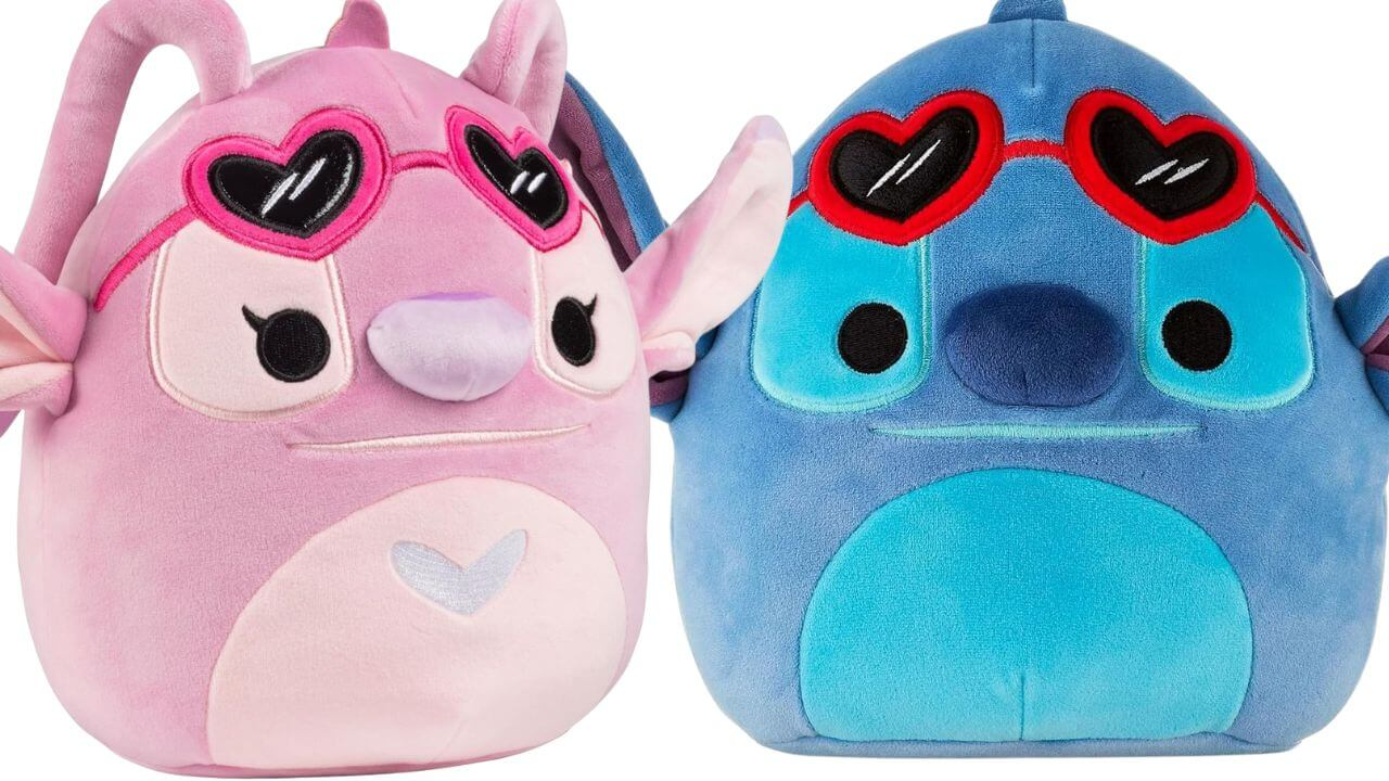 2024 Disney Stitch And Angel Valentines With Heart Glasses Squishmallow 8