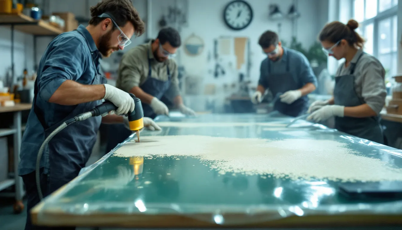 A group of trainees engaged in resin bound training.