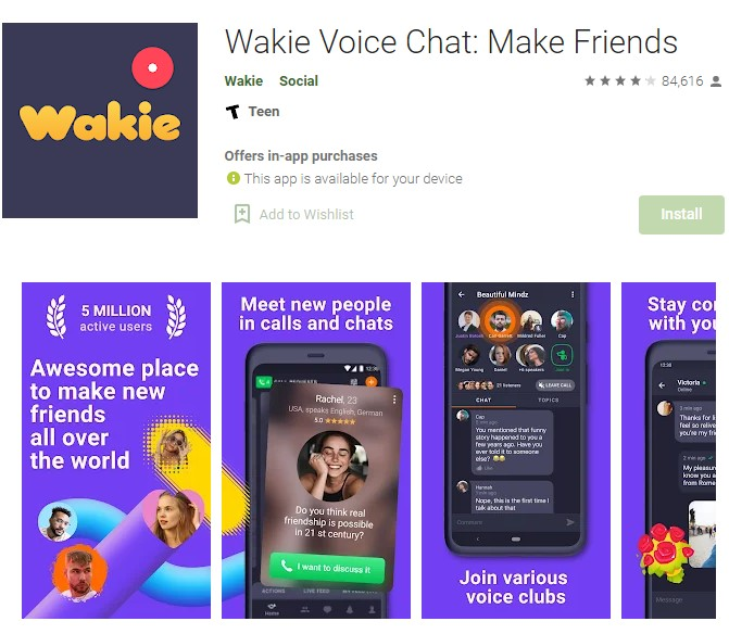 4.) Wakie Voice Chat: Make Friends