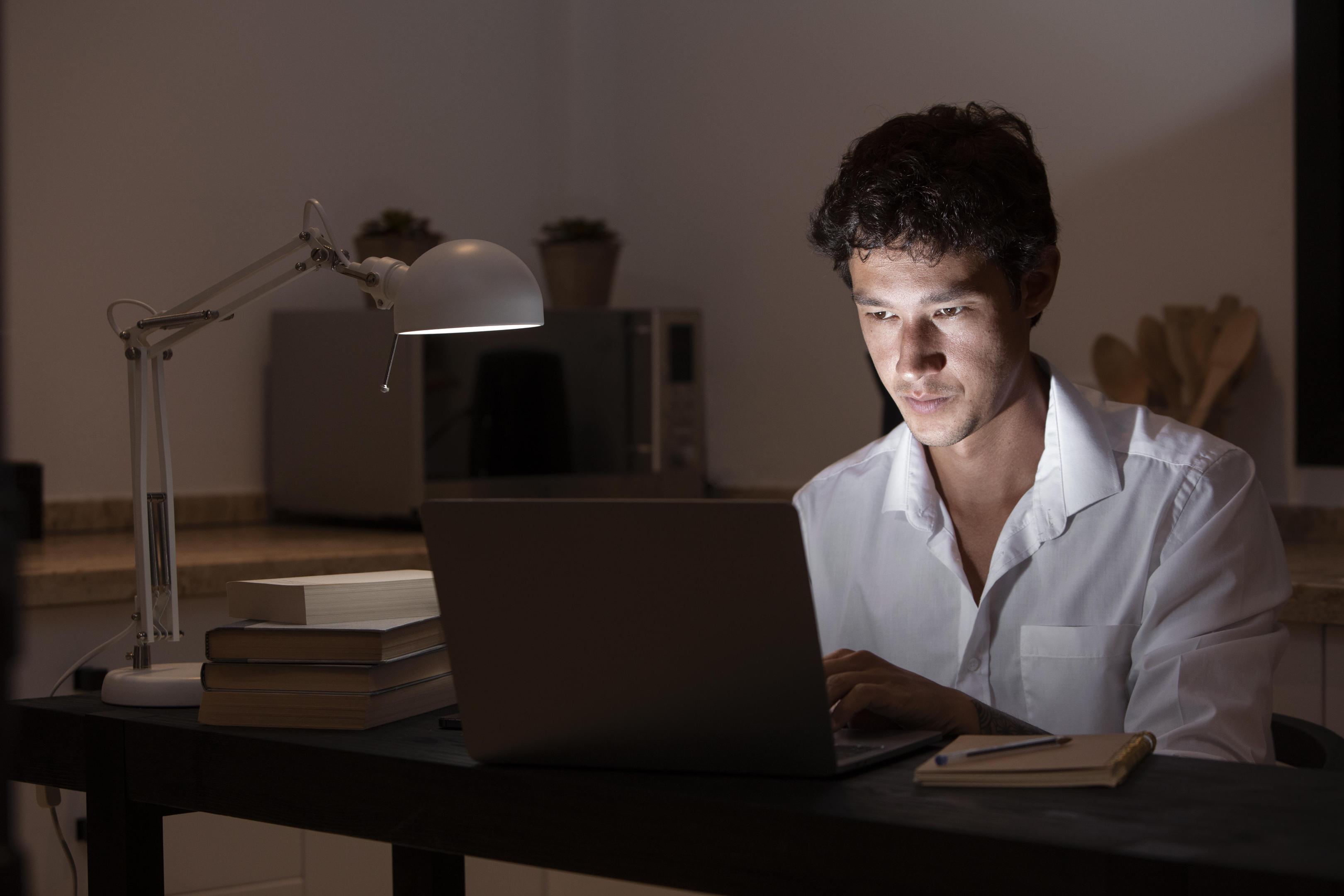 a man working night shift