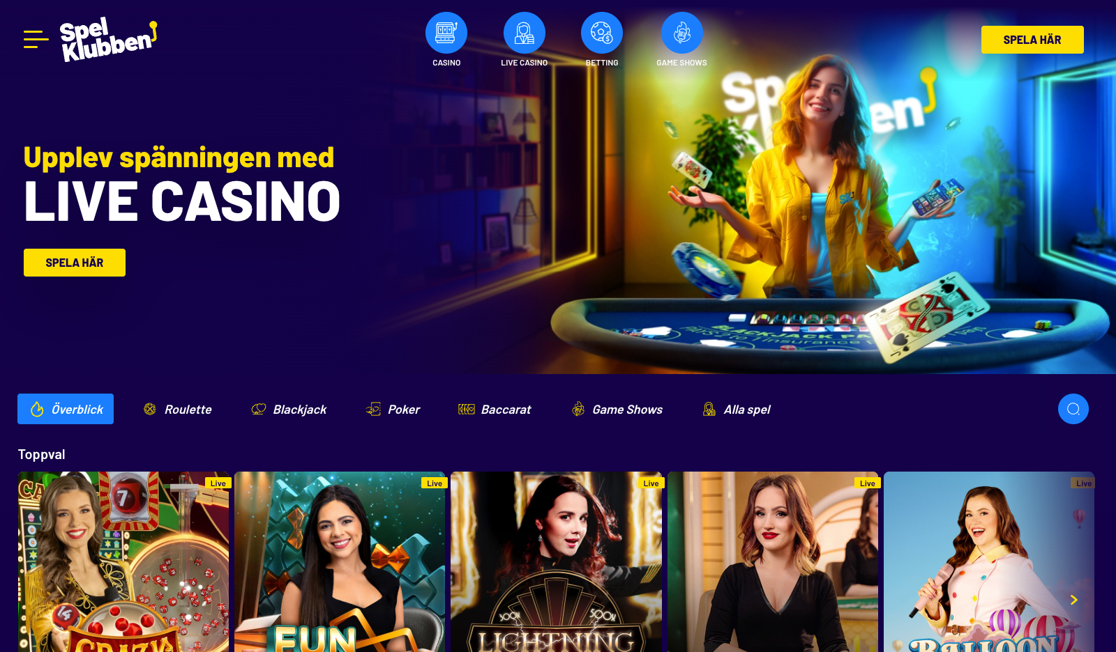 Spelklubben live casino