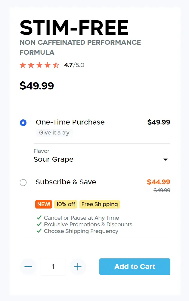 Transparent Labs Stim-Free Pre-Workout PRICING