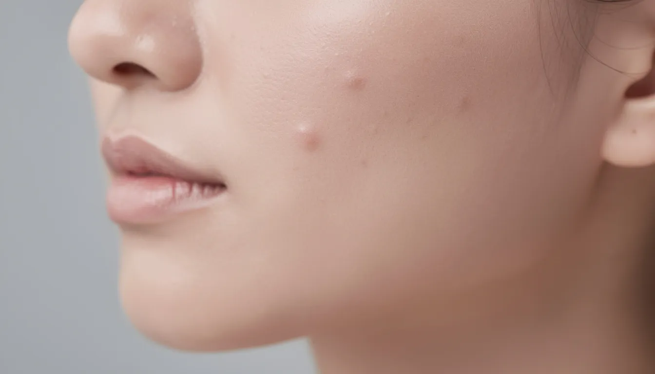 The image depicts a close-up of clear, healthy skin with an improved texture, showcasing reduced acne and a uniform skin tone. This representation highlights the benefits of effective skincare ingredients such as glycolic acid and salicylic acid, which contribute to a smoother and more hydrated complexion.