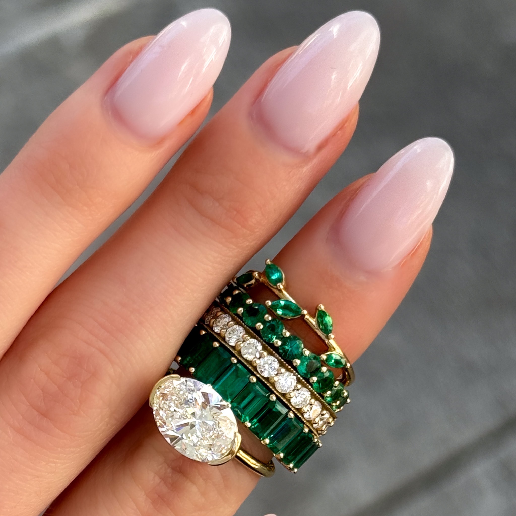 Green Emerald Emerald Cut Eternity Band