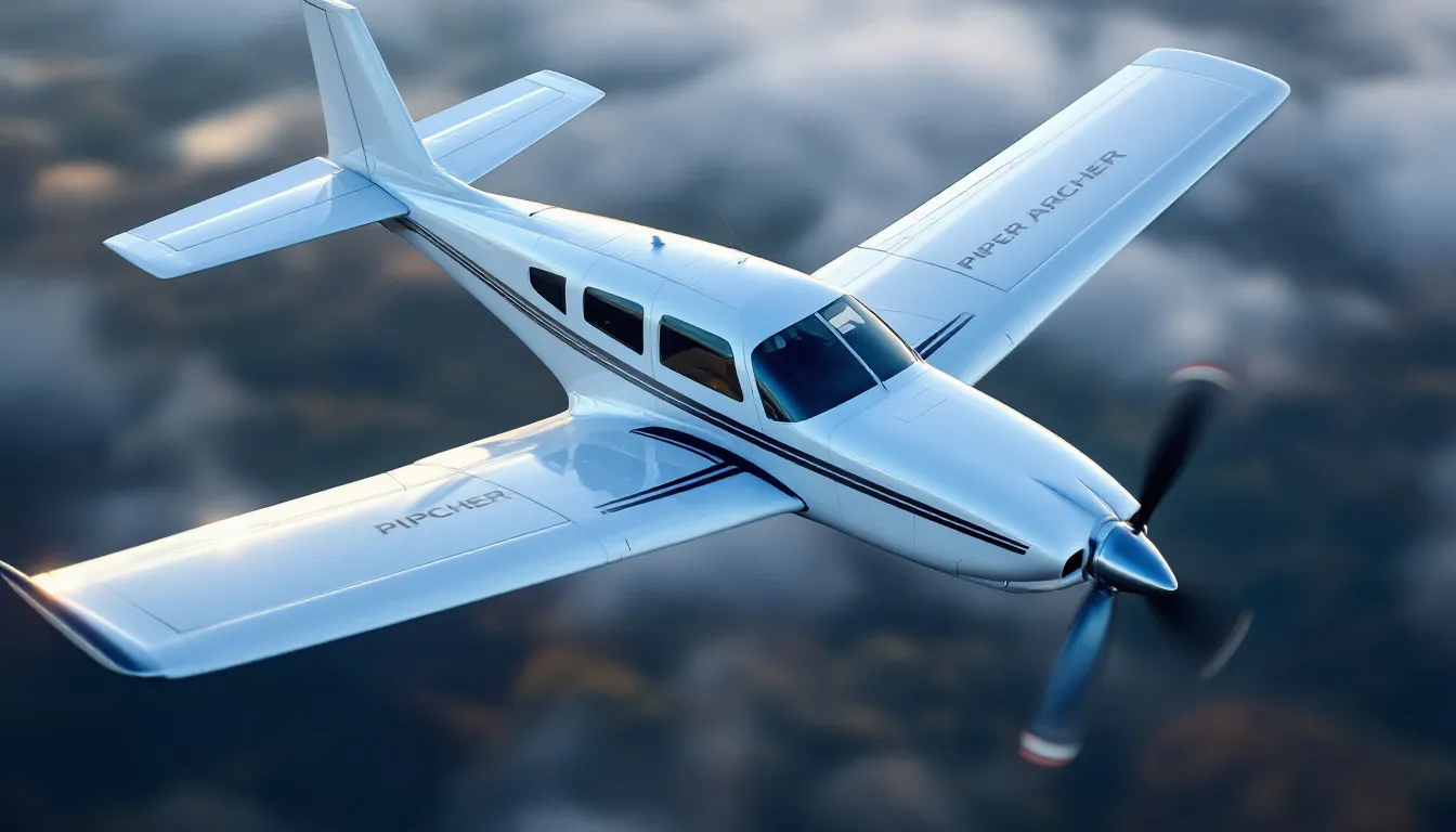 An overview of the Piper Archer aircraft, showcasing its sleek design and low wing configuration.