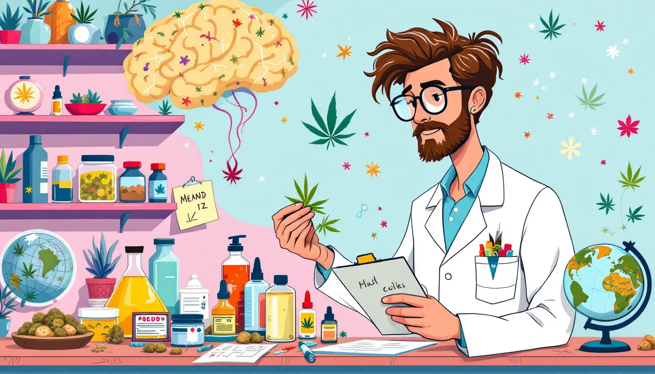 A medical professional examining cannabis products for therapeutic use.
