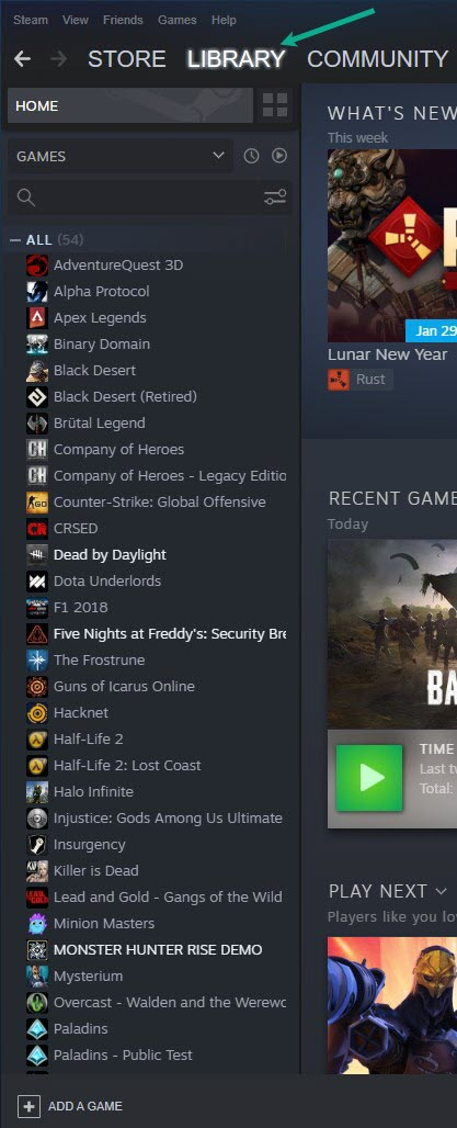 On your launcher, click the Library tab