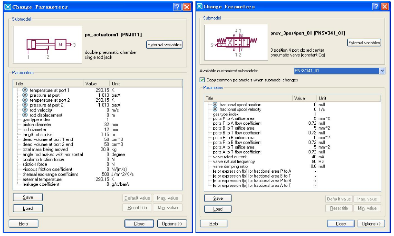Parameter settings