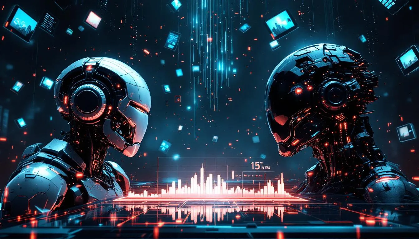 A comparison chart illustrating the performance of trading bots versus LLMs in crypto markets, highlighting unfair advantages.