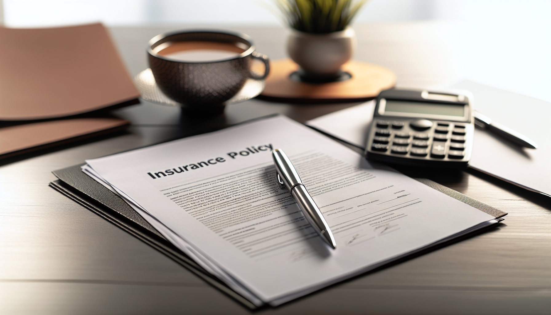Insurance policy documents on a desk