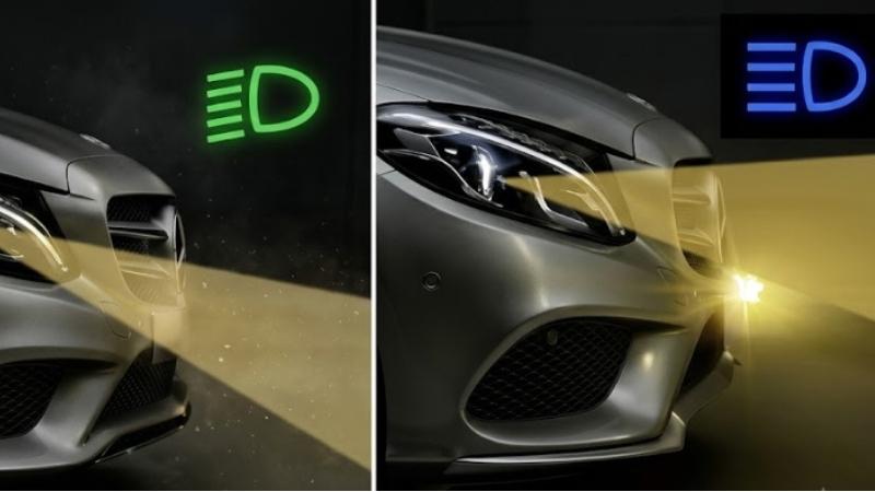 The angle of low-beams vs high-beams