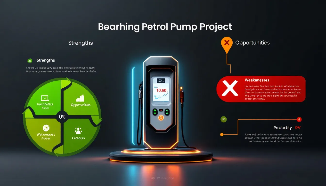 SWOT analysis for a petrol pump project report.