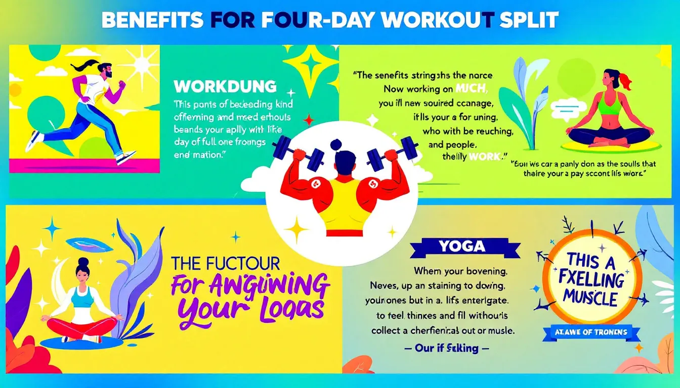 A graphic highlighting the benefits of a four day workout split.