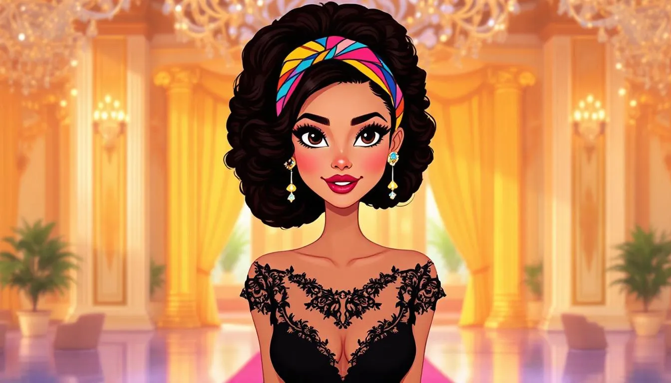 A stylish woman wearing a statement headband at a formal event.