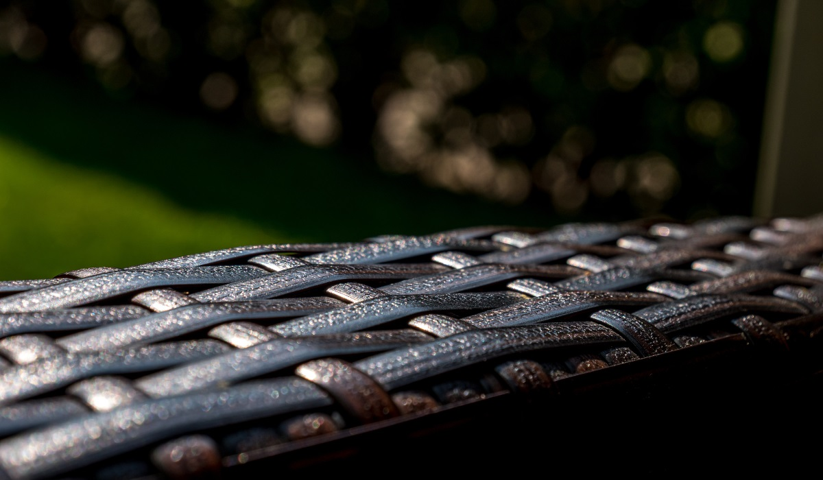 Synthetic rattan furniture close-up - dark colour - weather resistant