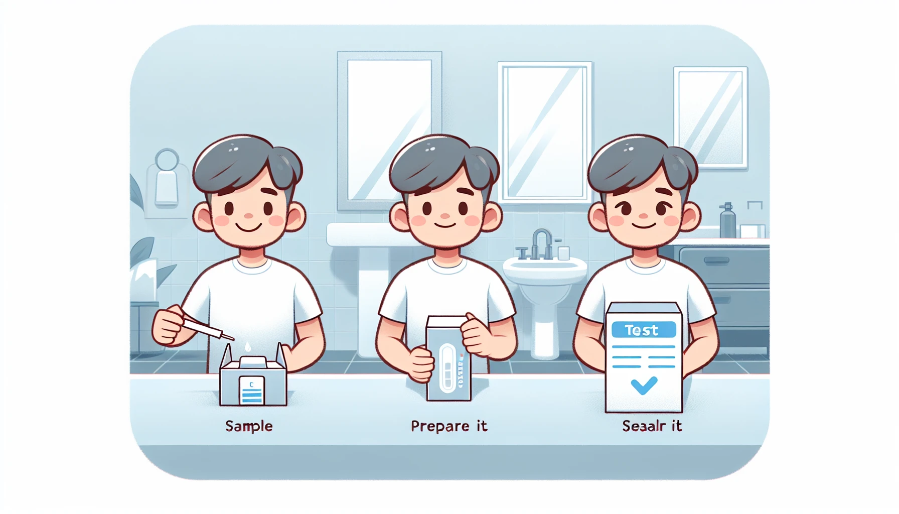 Illustration of collecting and preparing a stool sample