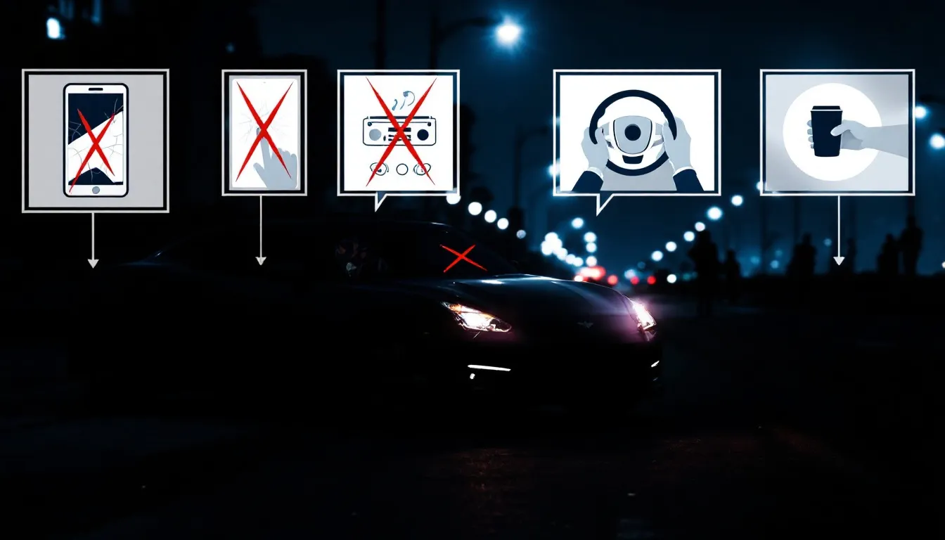 An image depicting various distracted driving laws aimed at preventing accidents.