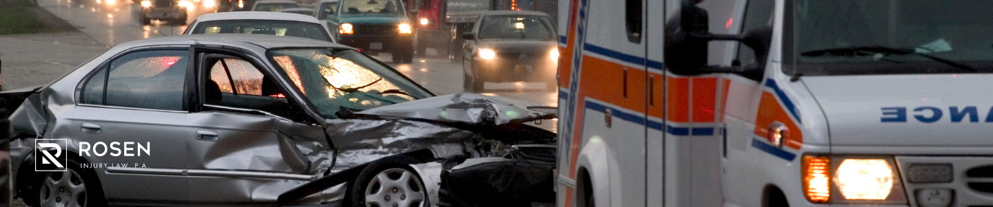 A car accident with chain reaction crashes before Florida highway patrol arrives. 