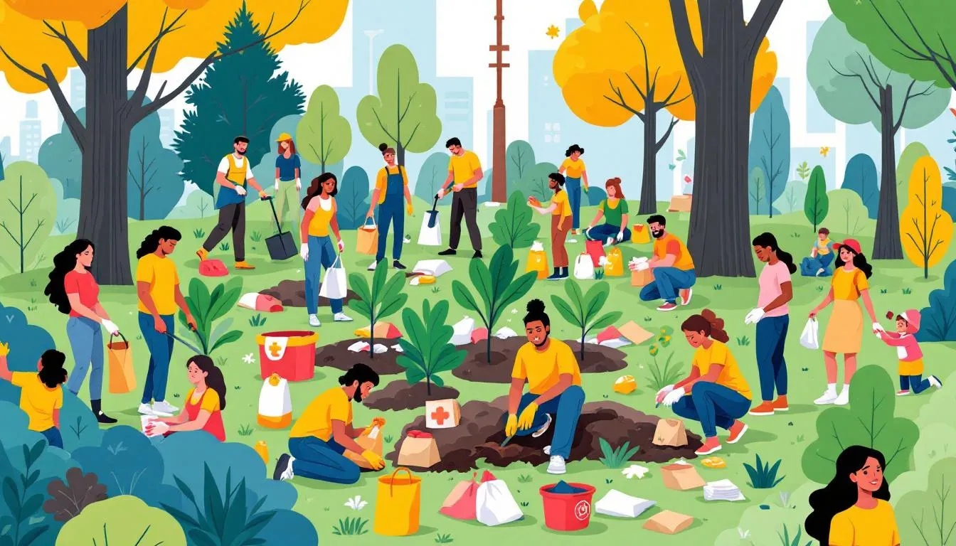 Community members participating in a community service project.