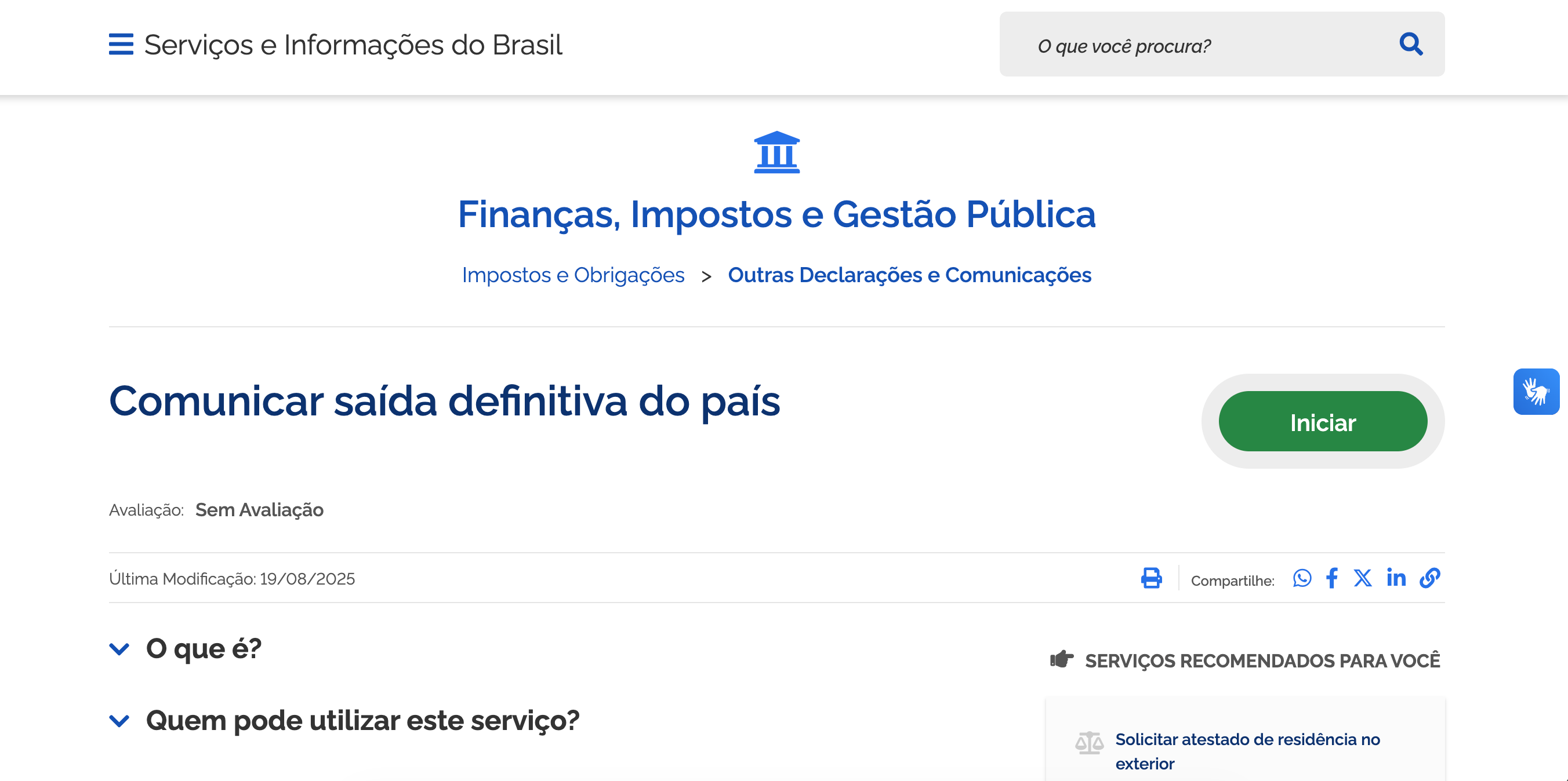 A comunicação é feita atraves do site gov.br