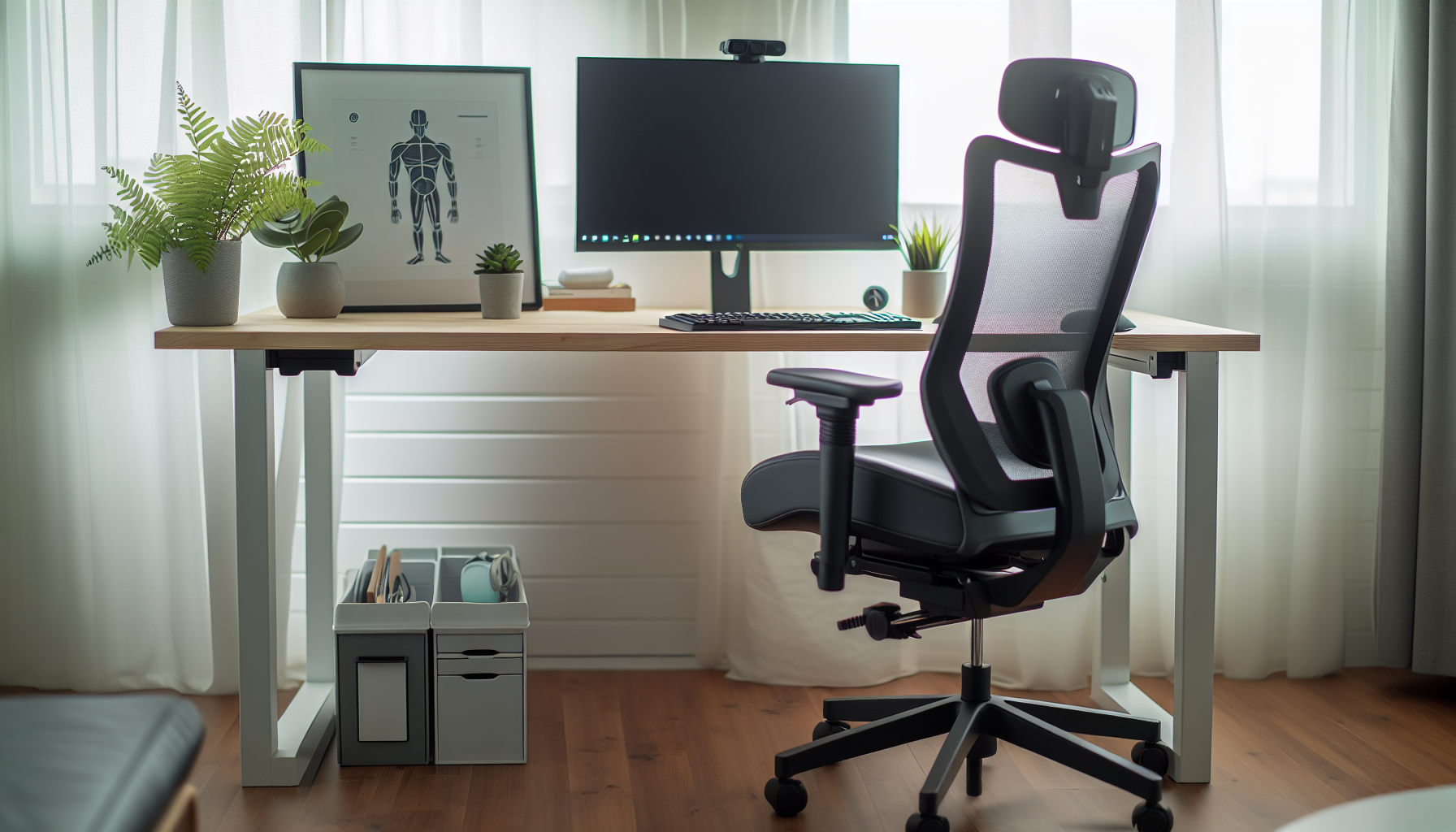Photo of ergonomic workspace setup
