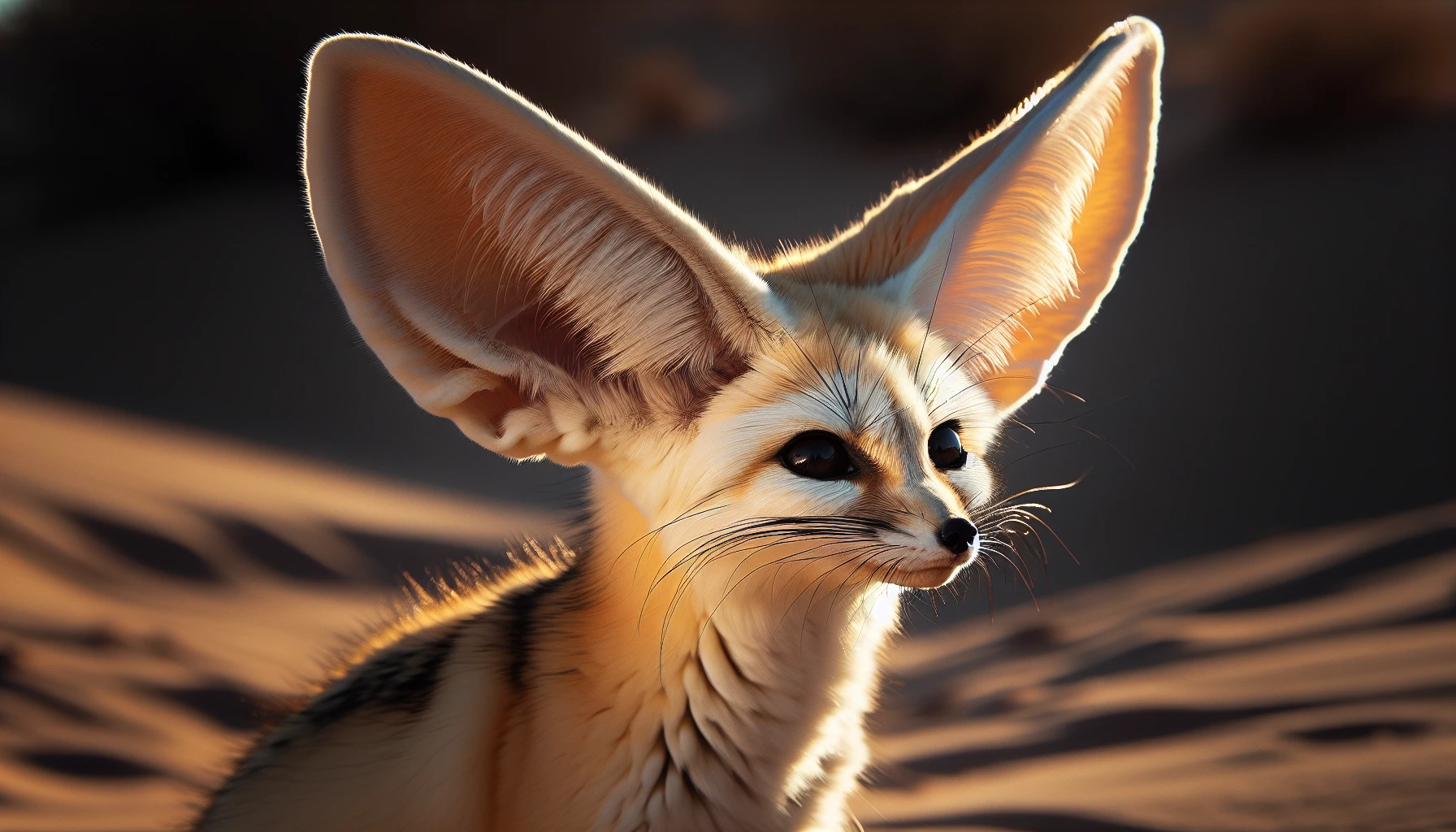 Fennec fox showcasing its remarkable ears for hunting